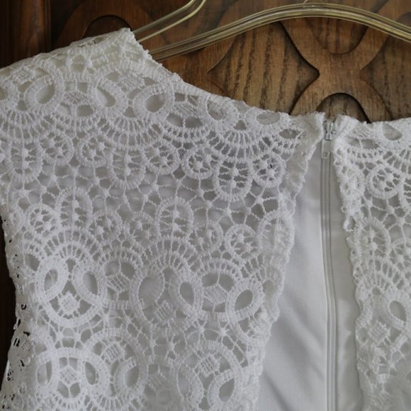 MY MICHELLE Sleeveless Lace Overlay Popover A-line Dress NWT! - White, Size 4 - Picture 8 of 16
